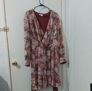 LC Lauren Conrad Women's Plus Dress in Rich Burgundy